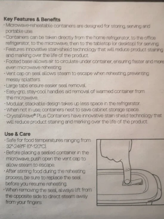 Tupperware CrystalWave Plus Rectangular Container for Microwave Reheating New - Picture 6 of 6
